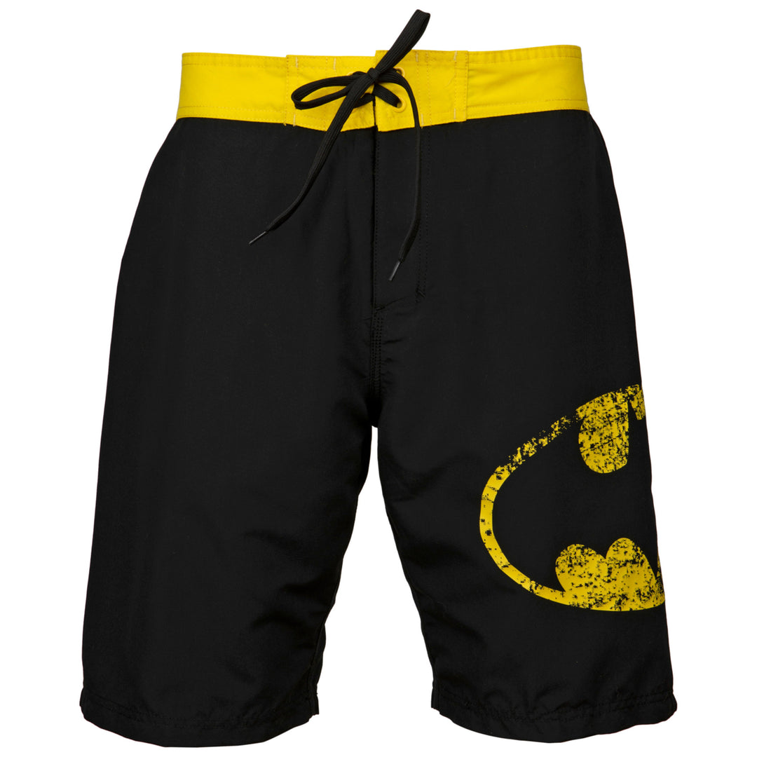 Batman Symbol Heather Black Board Shorts Image 2