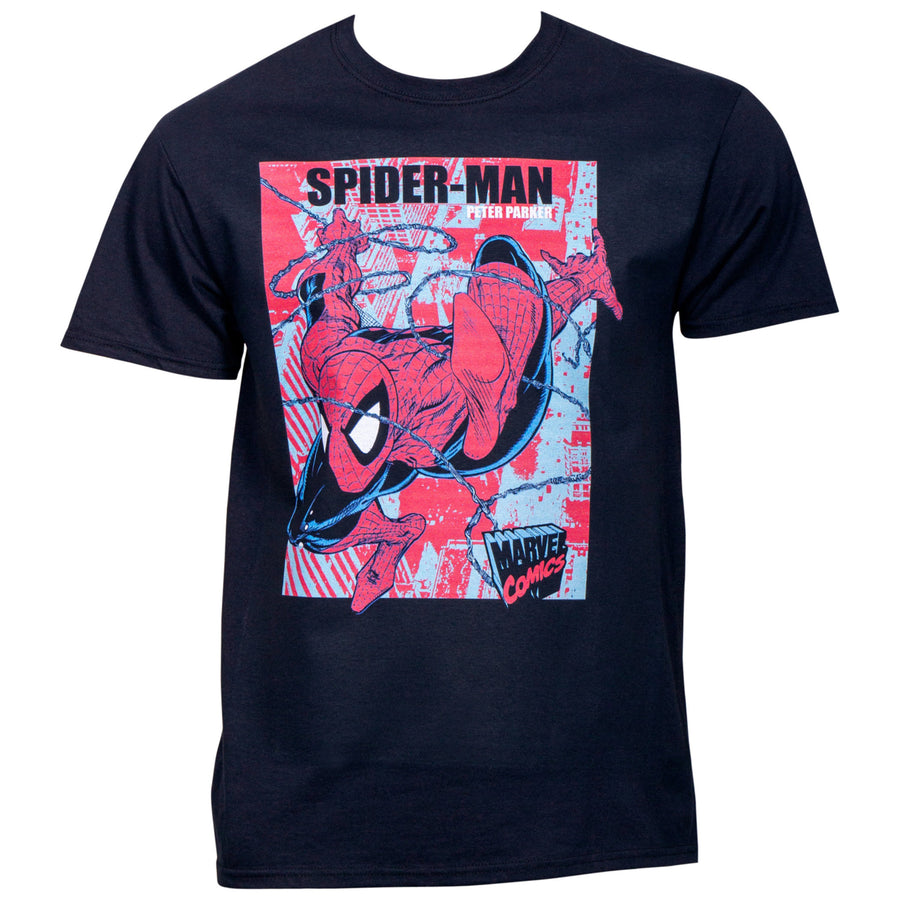 Marvel Comics Spider-Man Peter Parker Swinging Vintage T-Shirt Image 1