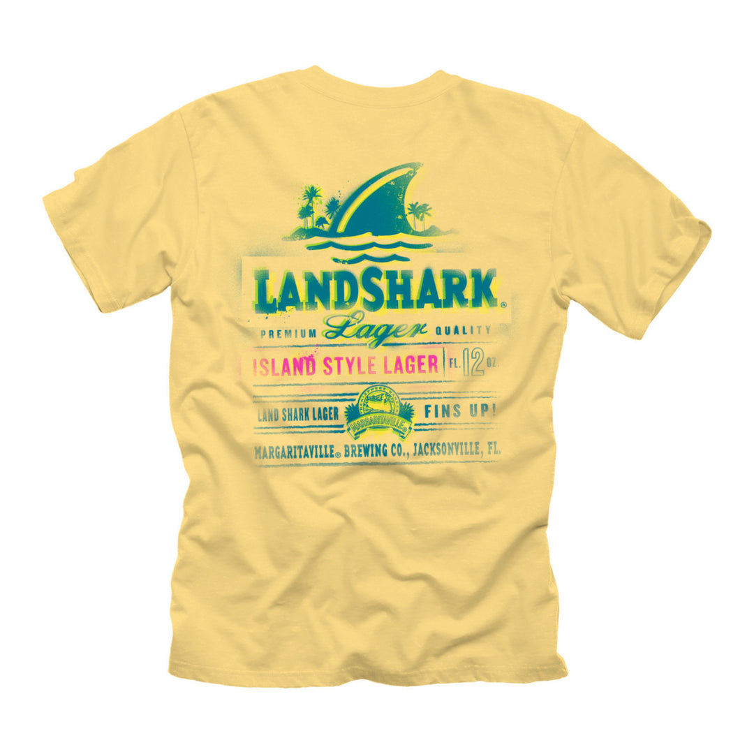 Landshark Lager Spray Label Front and Back Print T-Shirt Image 3