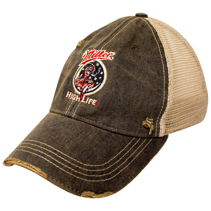 Miller High Life Girl In The Moon Black Adjustable Mesh Trucker Hat Image 1