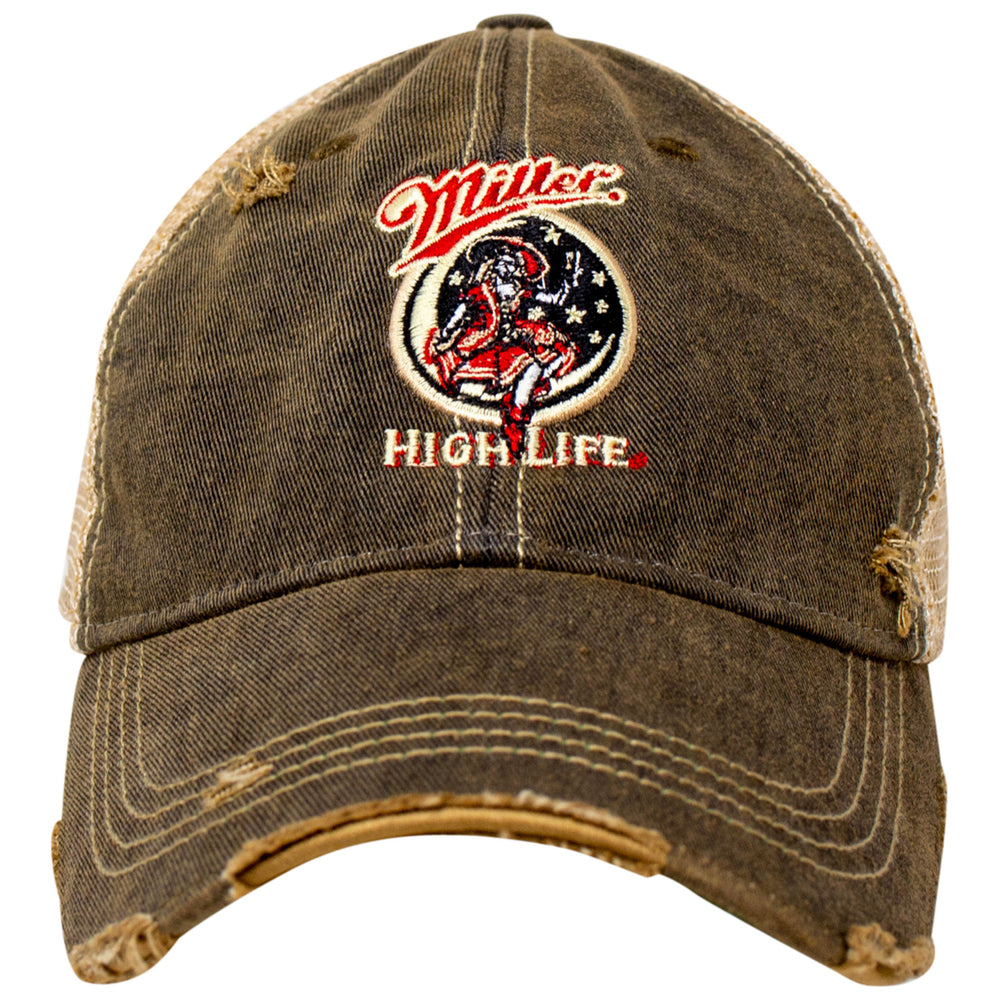 Miller High Life Girl In The Moon Black Adjustable Mesh Trucker Hat Image 2