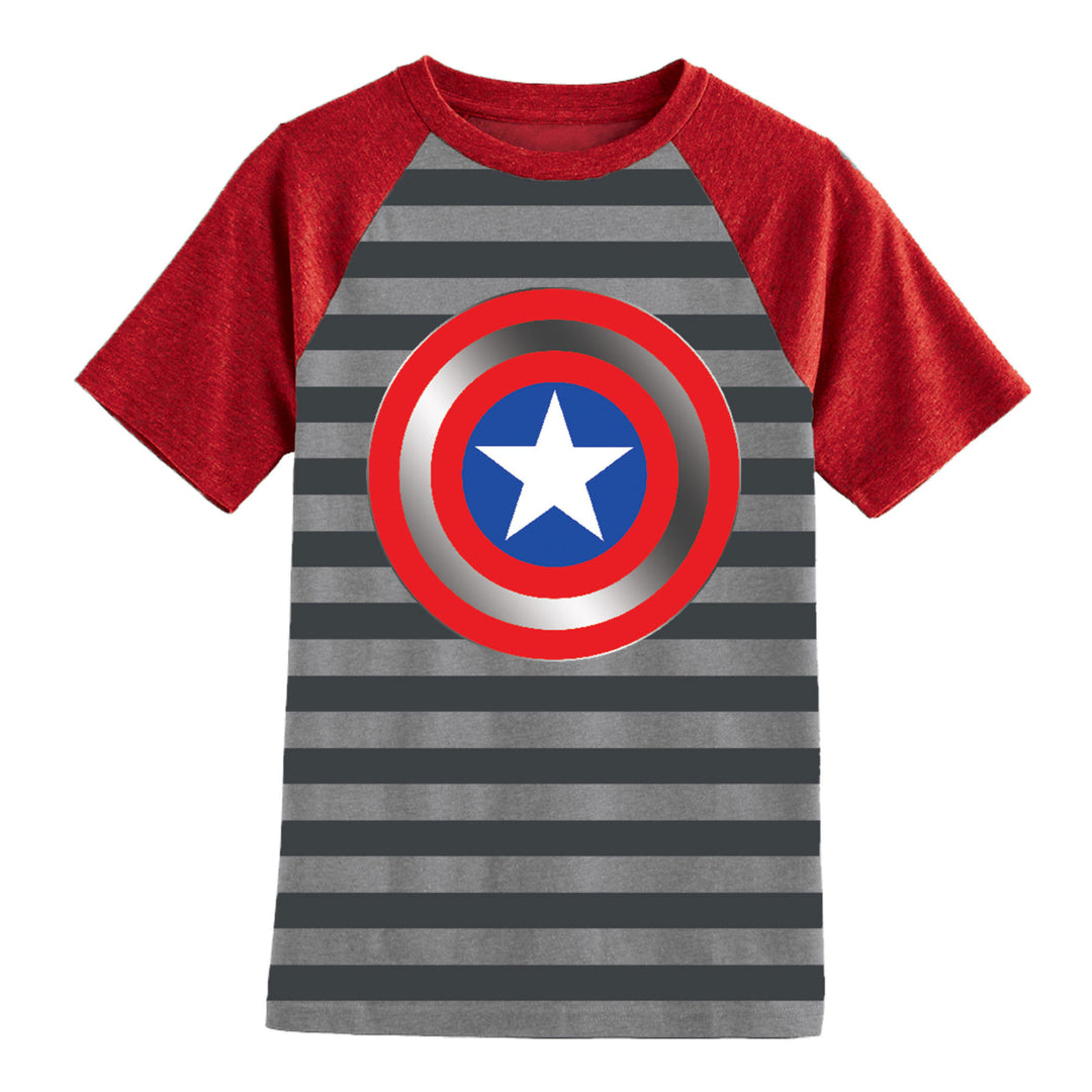 Captain America Boys Youth Striped T-Shirt Image 1