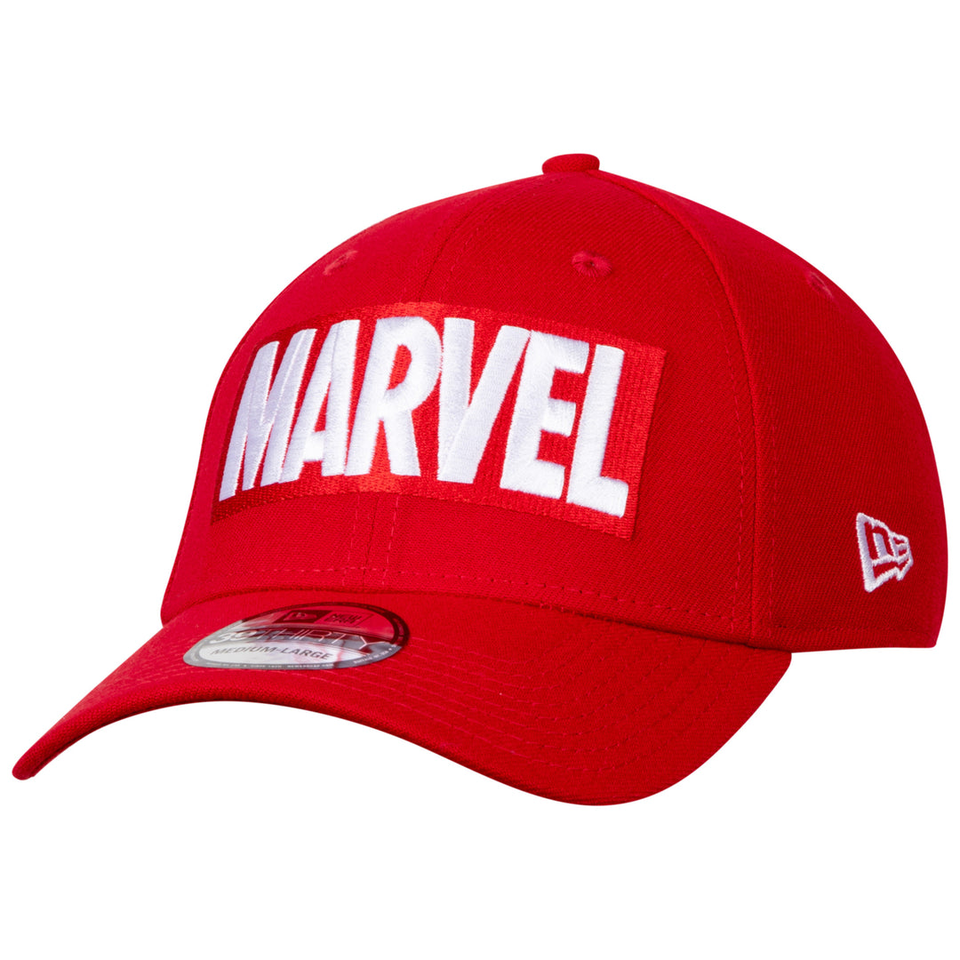 Marvel Brand Logo RED Label Era 39Thirty Fitted Hat Image 1