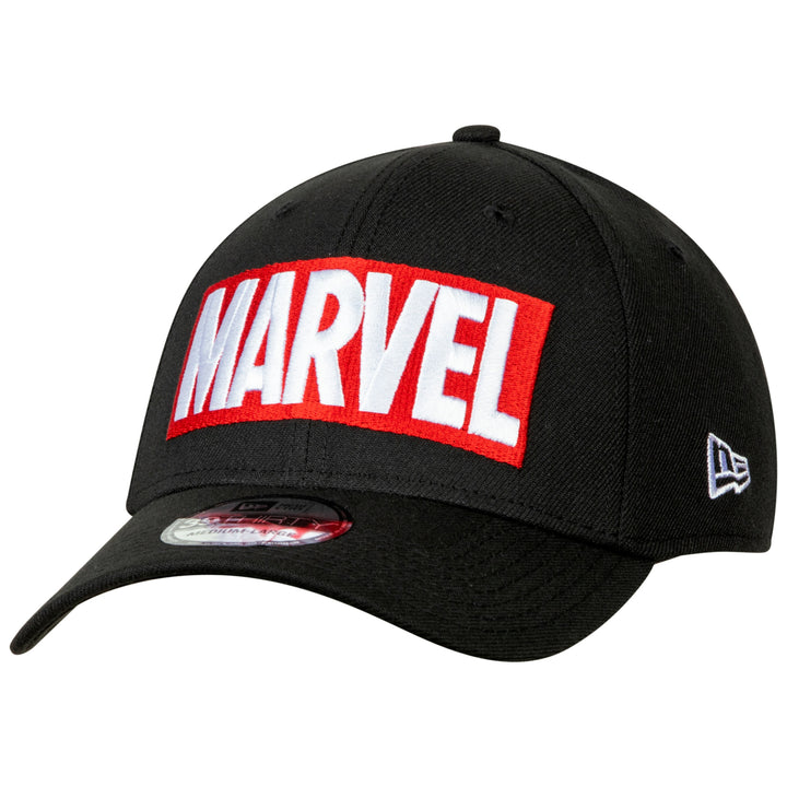 Marvel Brand Logo BLACK Label Era 39Thirty Fitted Hat Image 1