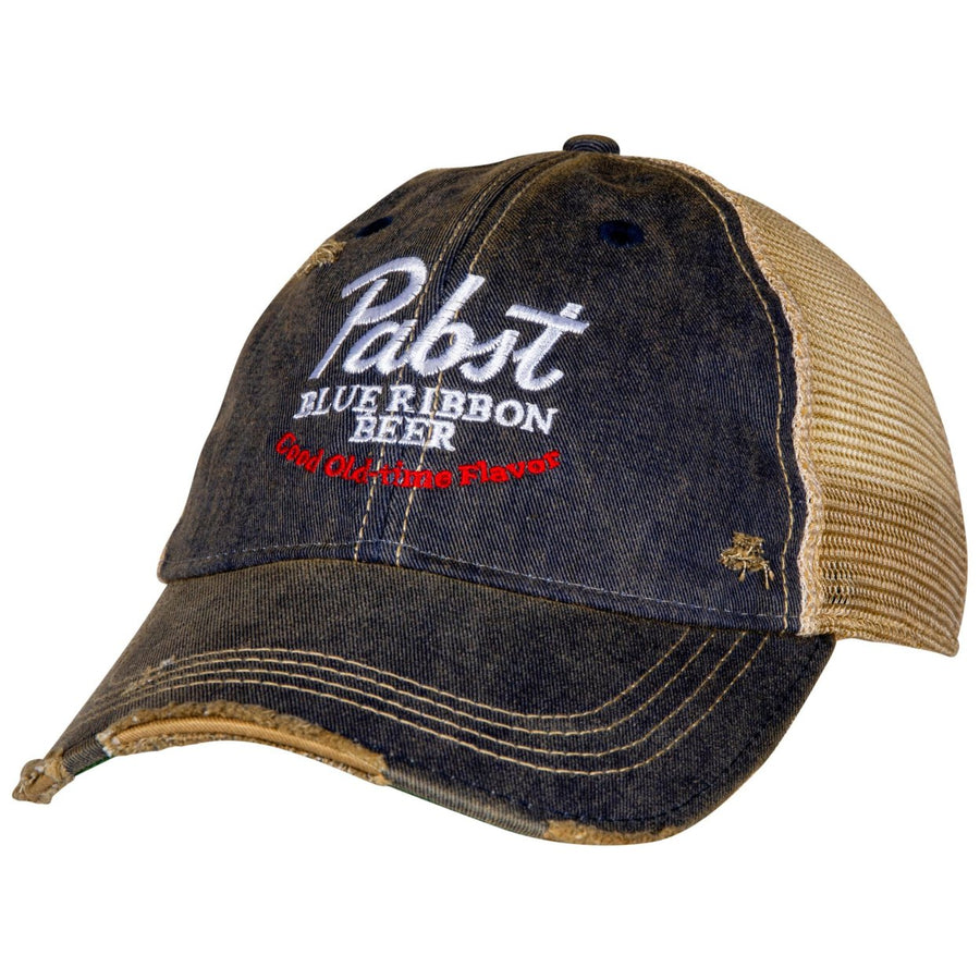 Pabst Blue Ribbon Beer Good Old Flavor Vintage Trucker Hat Image 1