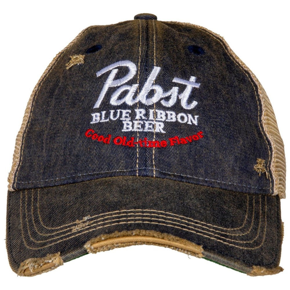 Pabst Blue Ribbon Beer Good Old Flavor Vintage Trucker Hat Image 2