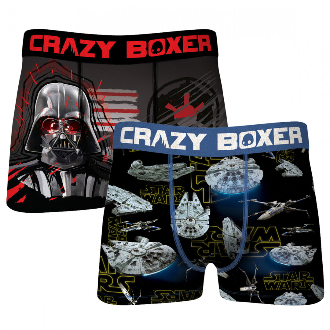 Star Wars Darth Vader and Millennium Falcon 2-Pack of Mens Crazy Boxer Briefs Image 1