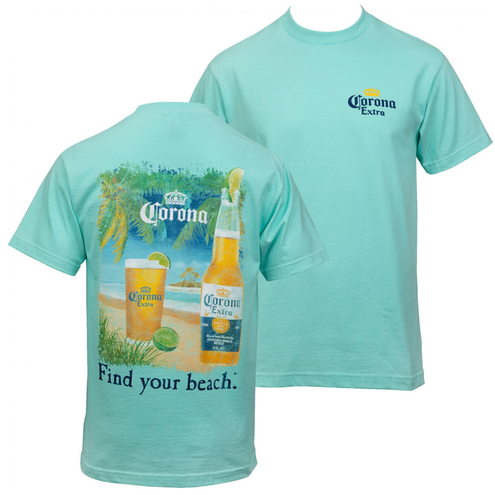 Corona Extra Find Your Beach Back Print T-Shirt Image 1