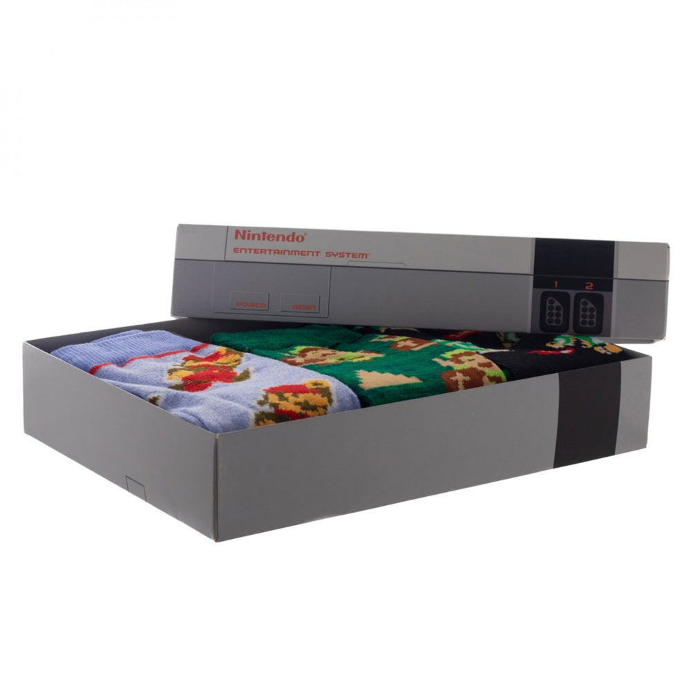 Nintendo Super Mario and Zelda 3-Pair Pack of Crew Socks Box Set Image 2