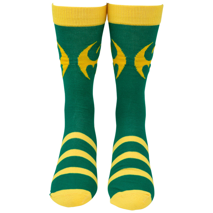 Marvel Iron Fist Dragon Symbol Crew Socks Image 2