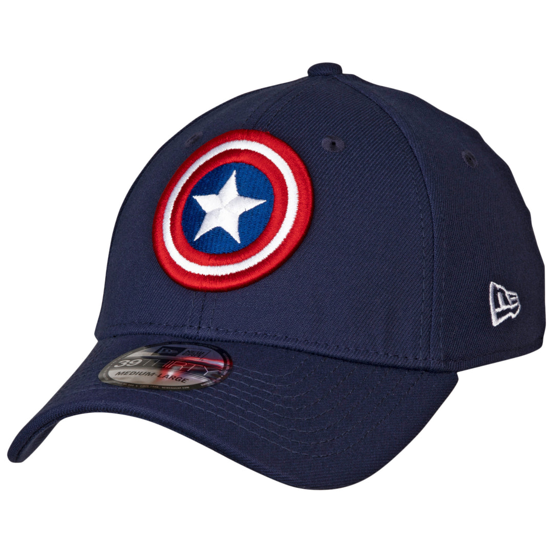 Captain America Shield Symbol Color Block Era 39Thirty Fitted Hat Image 1