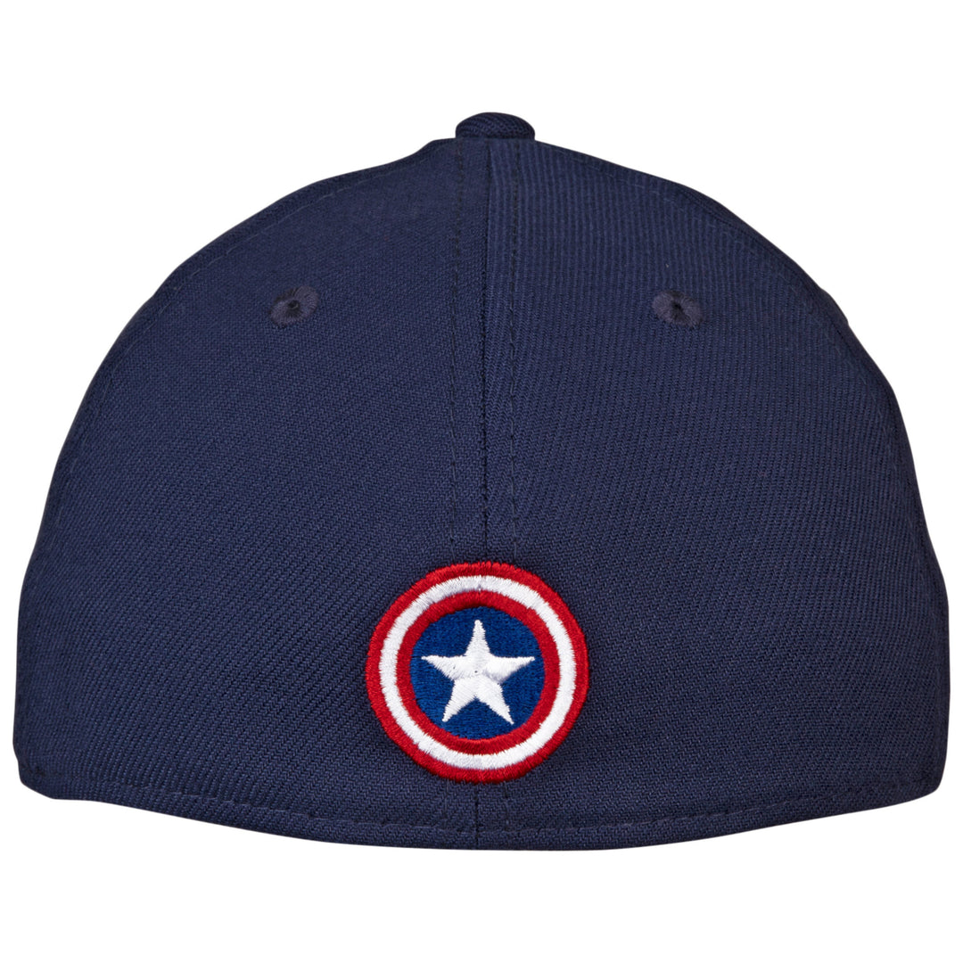 Captain America Shield Symbol Color Block Era 39Thirty Fitted Hat Image 3