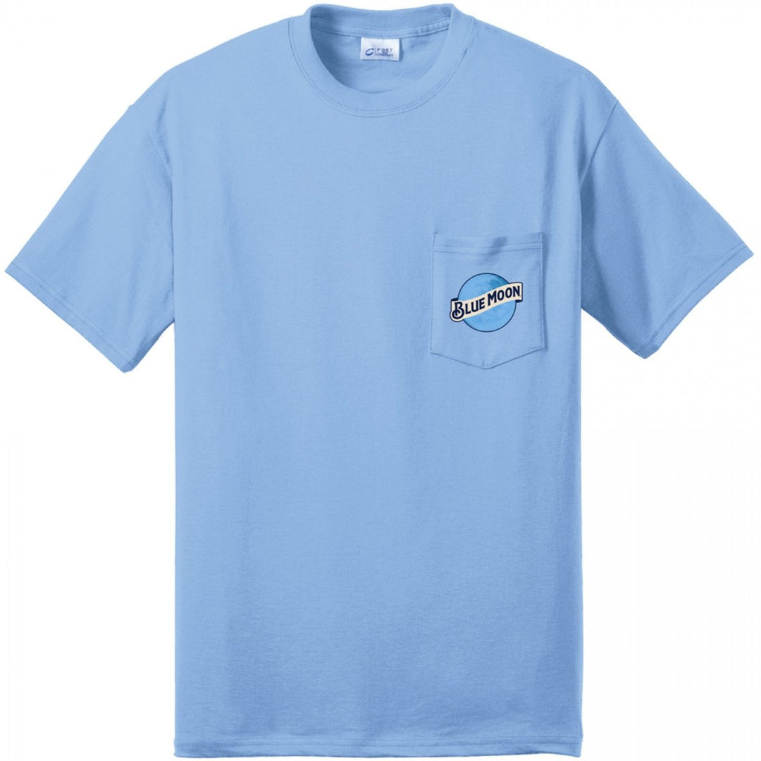 Blue Moon Front and Back Logo Printed Pocket T-Shirt Image 3