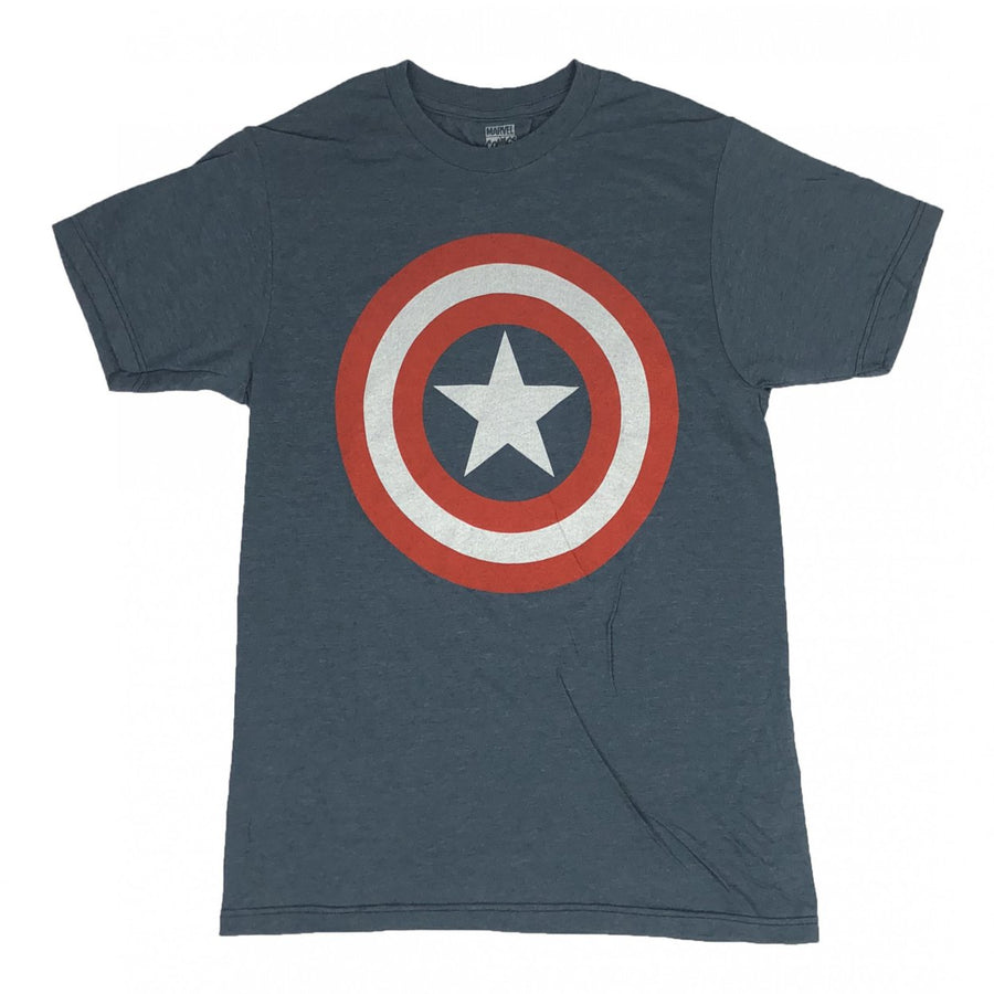 Captain America Shield Logo Heather Blue T-Shirt Image 1