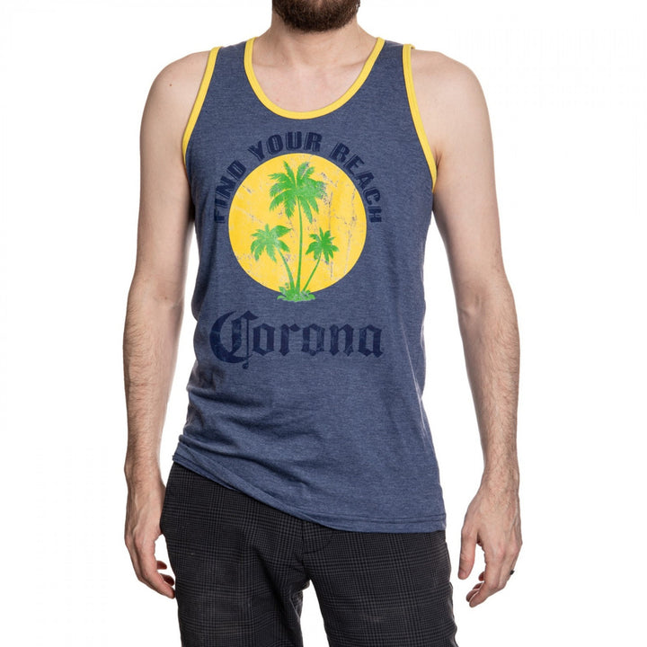 Corona Extra Find Your Beach Faded Blue Tank Top Image 2
