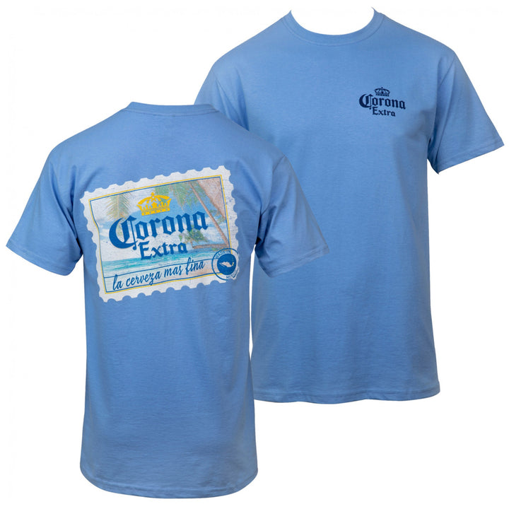 Corona Extra Beach Postcard Front and Back Print T-Shirt Image 1