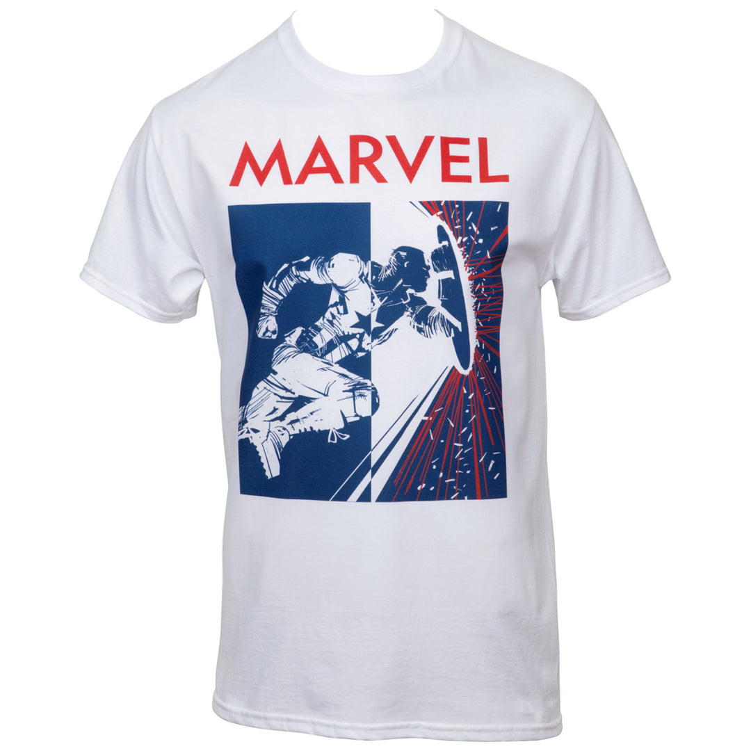 Marvel Captain America Breaking Through T-Shirt Image 1