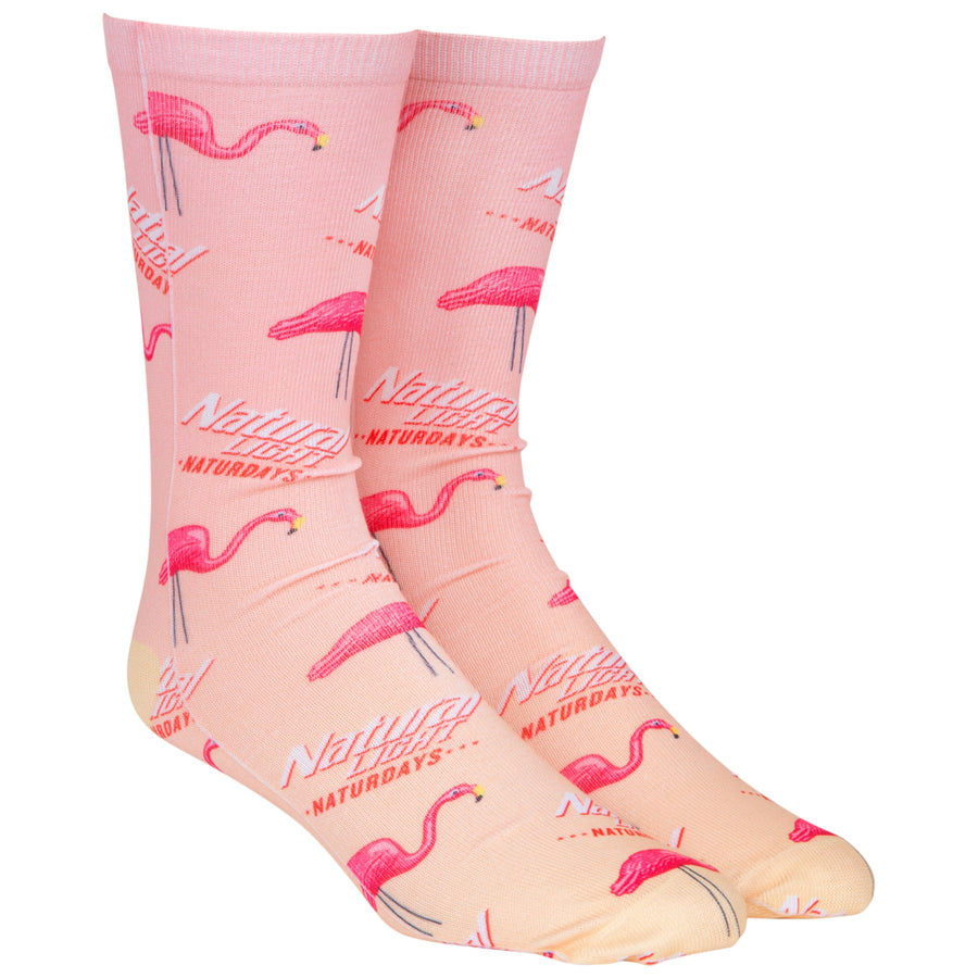 Natural Light Naturdays Flamingos All Over Print Crew Socks Image 1