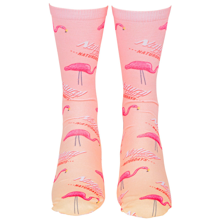 Natural Light Naturdays Flamingos All Over Print Crew Socks Image 3