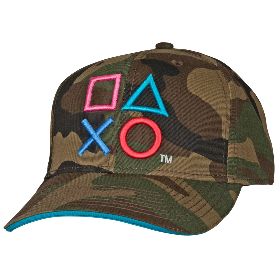 Playstation Embroidered Camo Pre-Curved Snapback Image 1