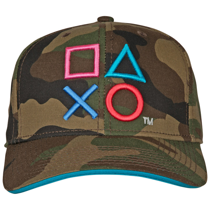 Playstation Embroidered Camo Pre-Curved Snapback Image 2