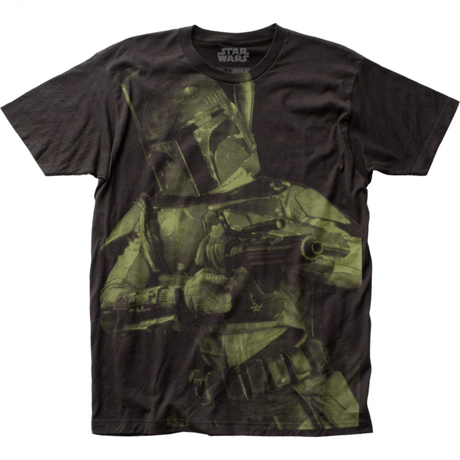 Star Wars Boba Fett Blaster Large Subway Print T-Shirt Image 1