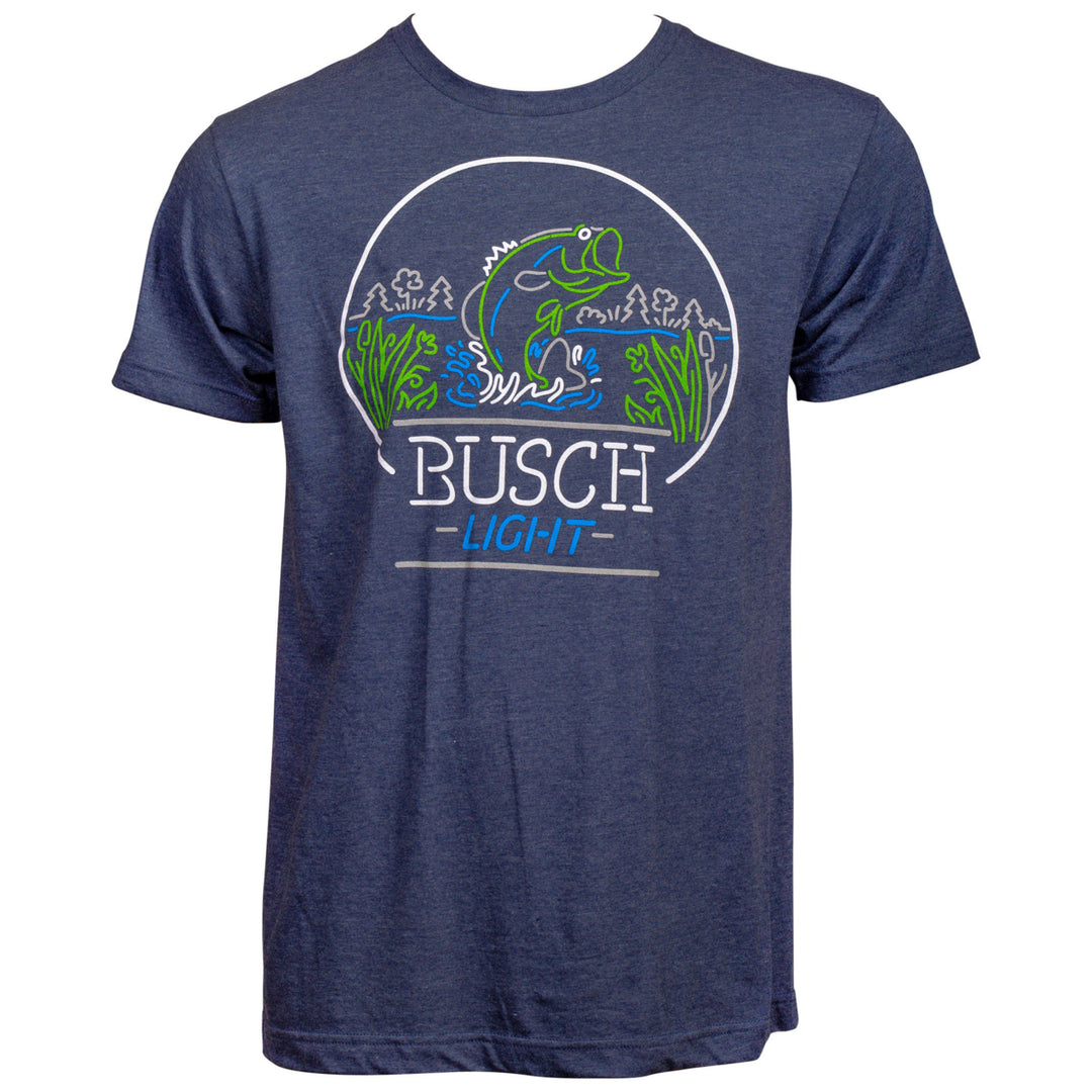 Busch Light Bass Fishing Neon Sign T-Shirt Image 1