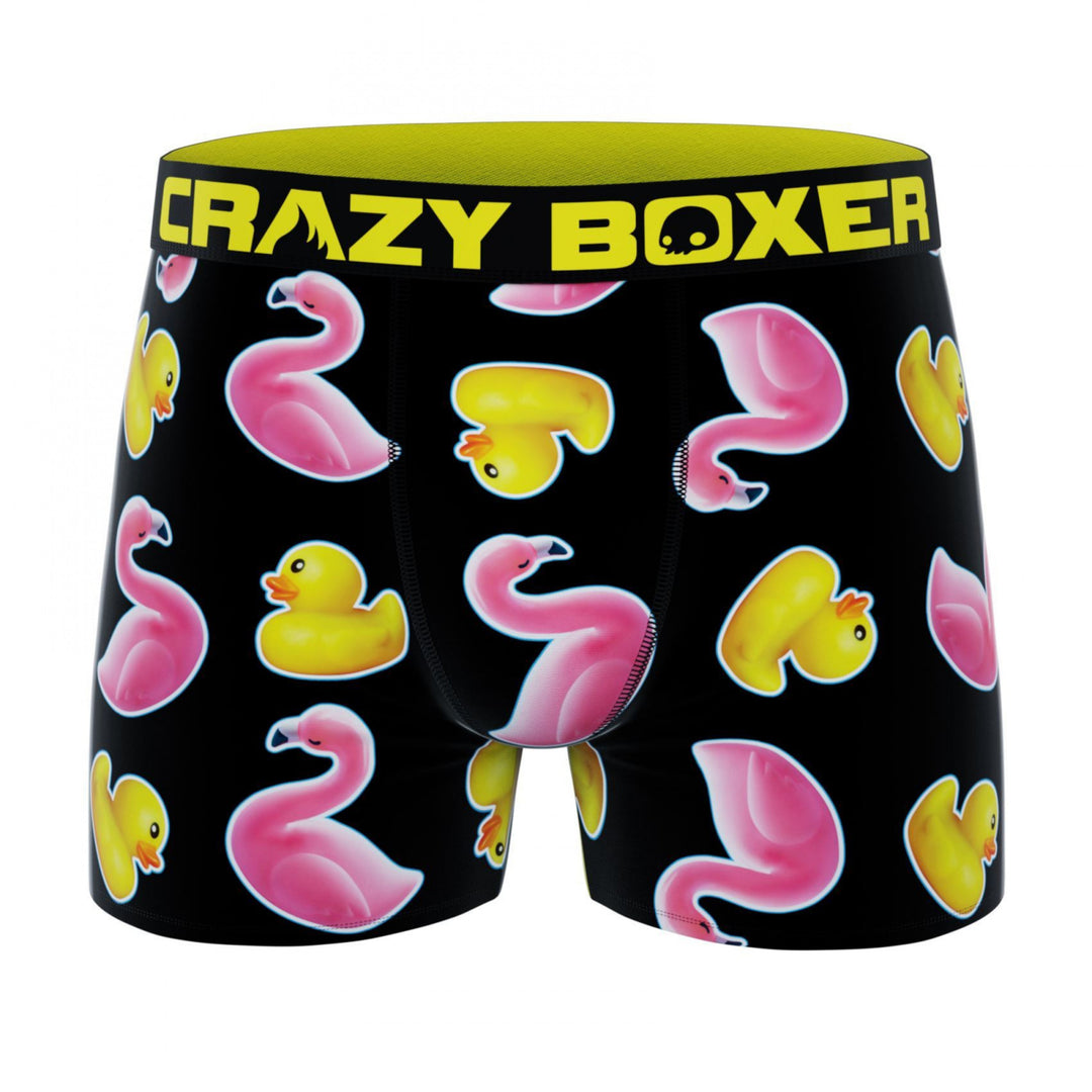 Crazy Boxer Rubber Ducky and Flamingos Mens Boxer Briefs Image 1