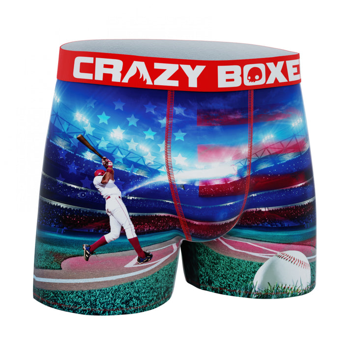 Crazy Boxer Baseball Home Run Shot Scene Mens Boxer Briefs Image 2