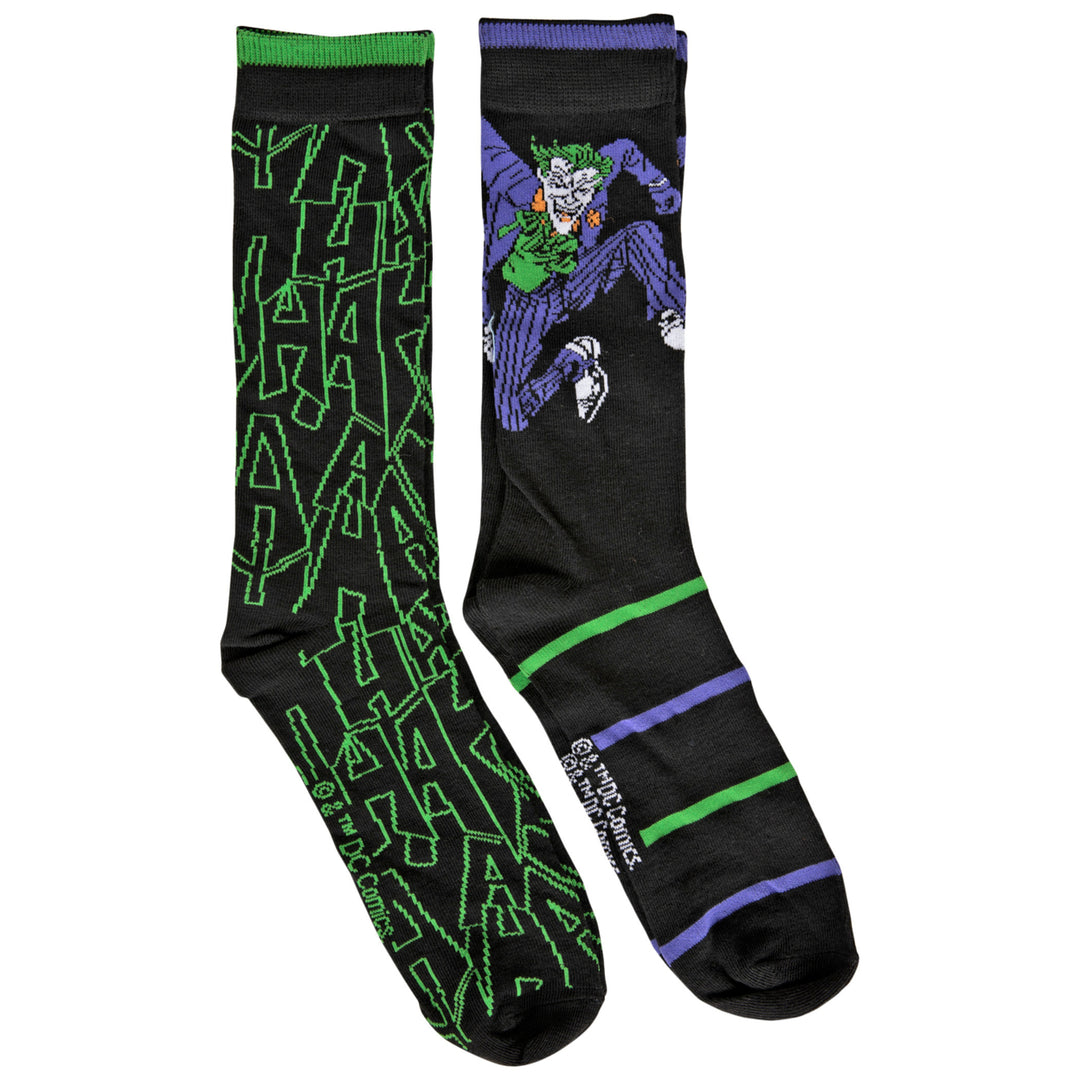 Joker Character and Hahaha Symbols Mens 2-Pair Pack of Crew Socks Image 1