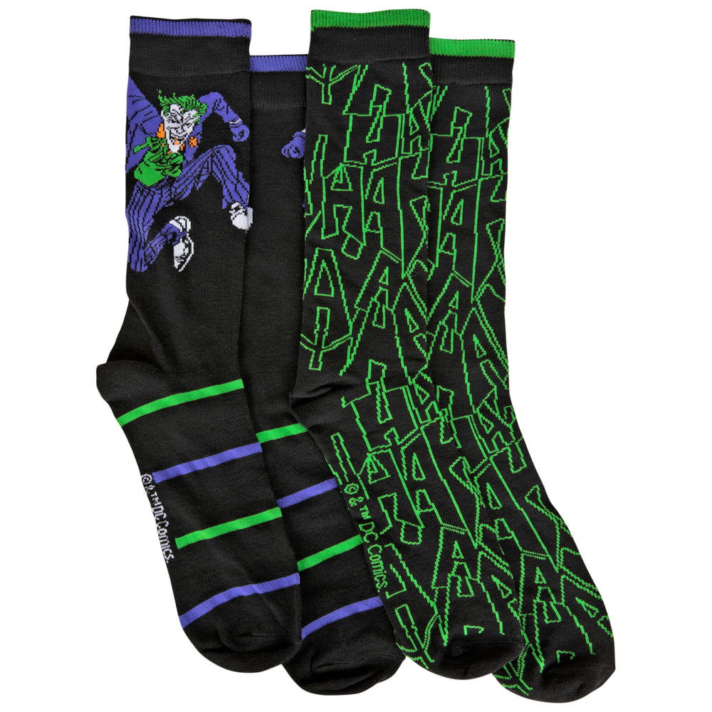 Joker Character and Hahaha Symbols Mens 2-Pair Pack of Crew Socks Image 2