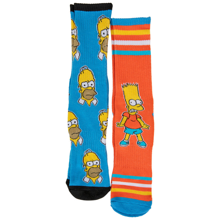 The Simpsons Bart Character and Homer Heads 2-Pair Pack of Crew Socks Image 1
