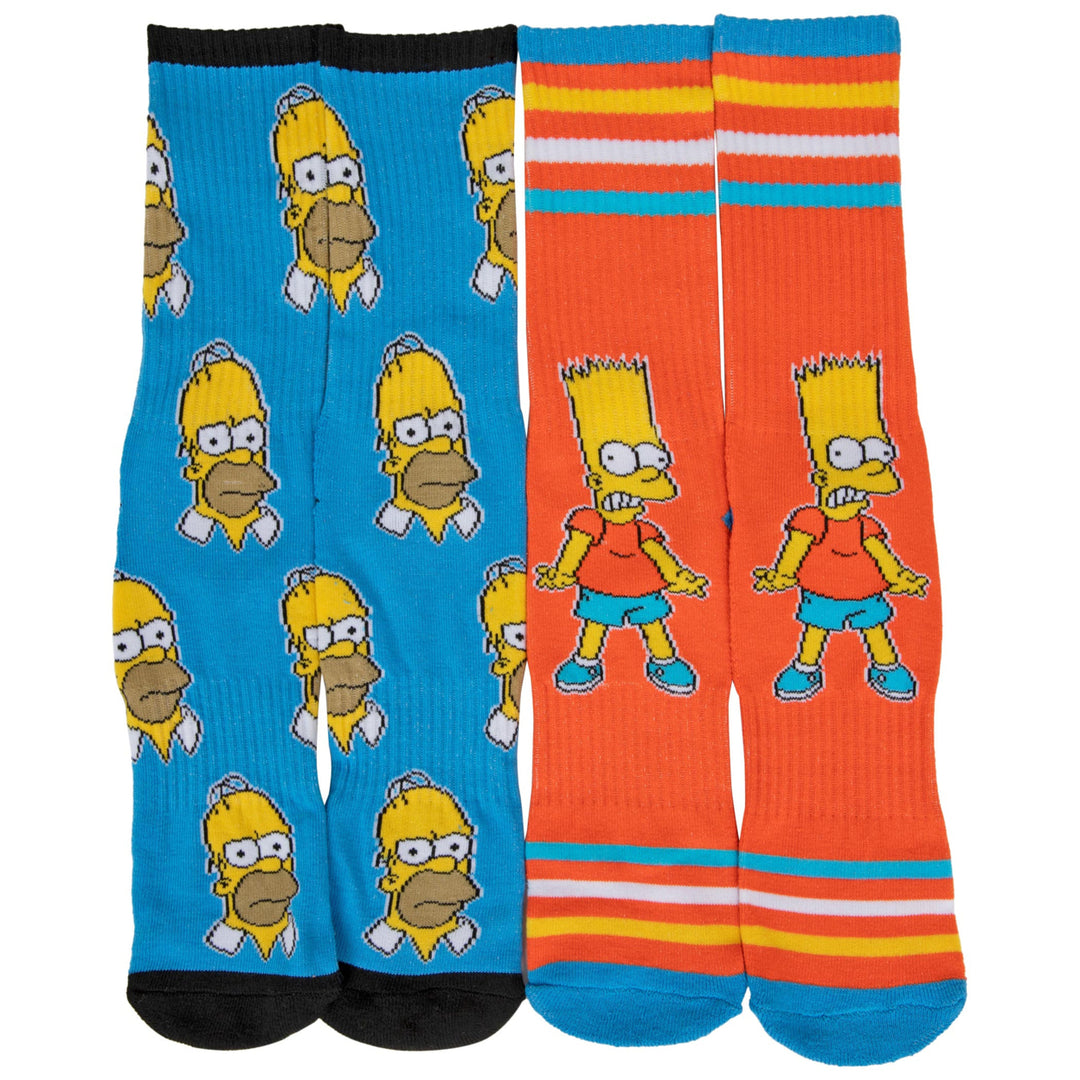 The Simpsons Bart Character and Homer Heads 2-Pair Pack of Crew Socks Image 2