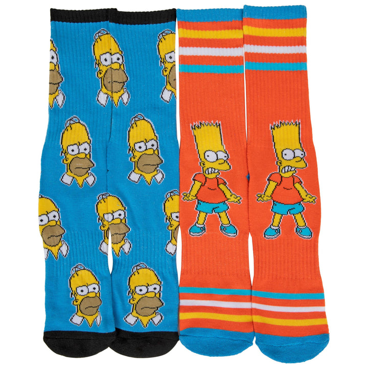 The Simpsons Bart Character and Homer Heads 2-Pair Pack of Crew Socks Image 2