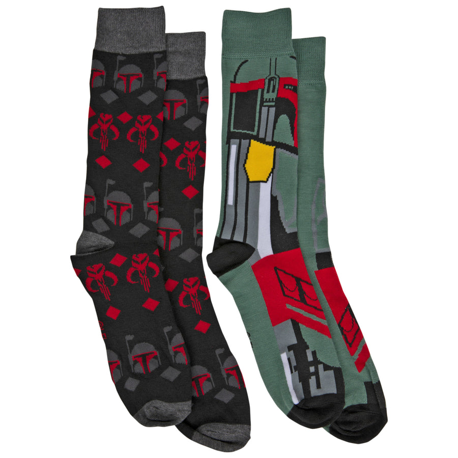 Star Wars Boba Fett Costume and All Over Symbols 2-Pack Crew Socks Image 1