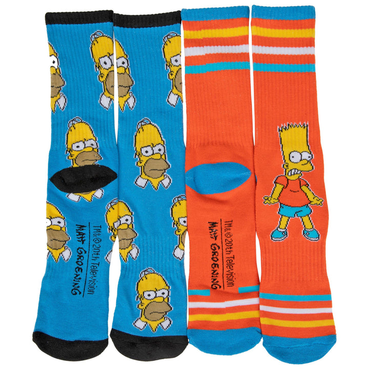 The Simpsons Bart Character and Homer Heads 2-Pair Pack of Crew Socks Image 3