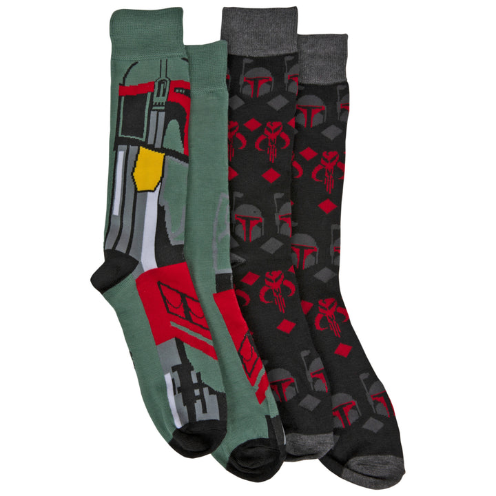 Star Wars Boba Fett Costume and All Over Symbols 2-Pack Crew Socks Image 2