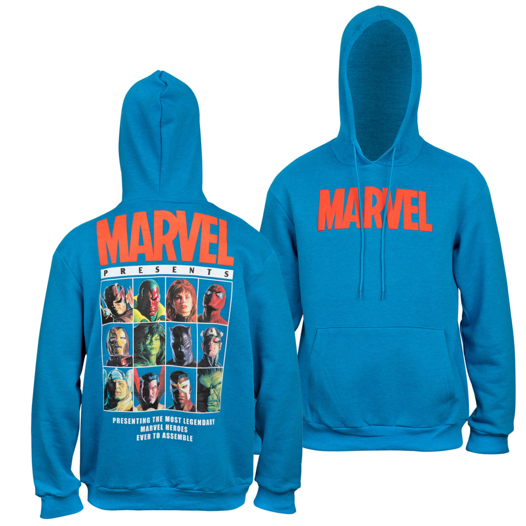 Marvel Brand Text Puff Print Hoodie With Character Line Up Back Print Image 1