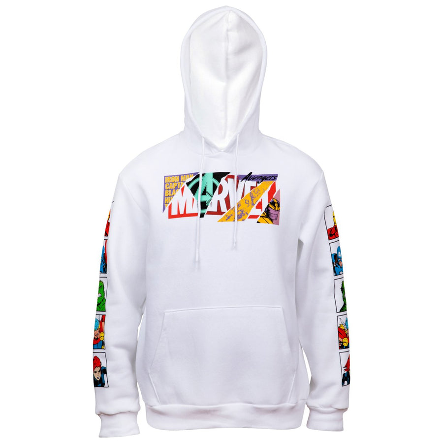 Marvel Brand Collage Text Hoodie With Character Block Sleeve Prints Image 1