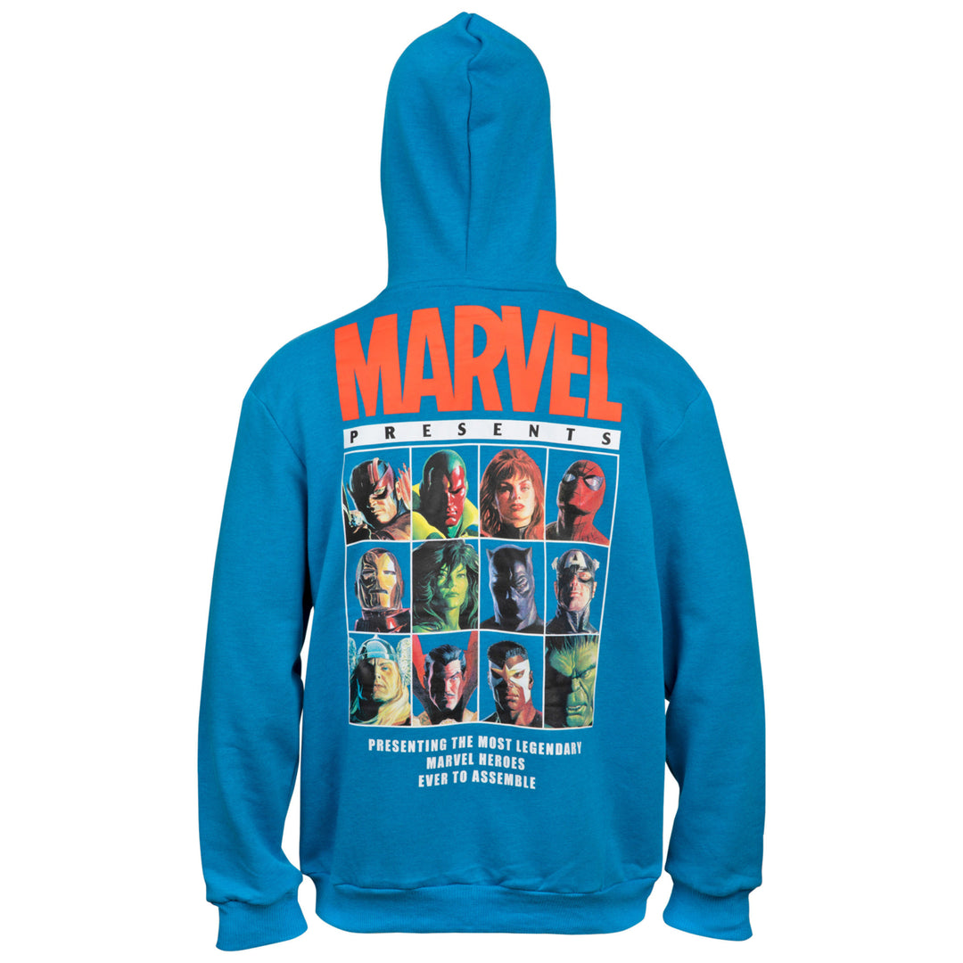 Marvel Brand Text Puff Print Hoodie With Character Line Up Back Print Image 2