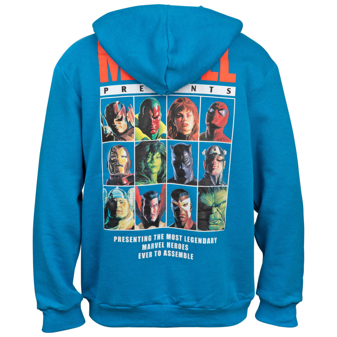 Marvel Brand Text Puff Print Hoodie With Character Line Up Back Print Image 3