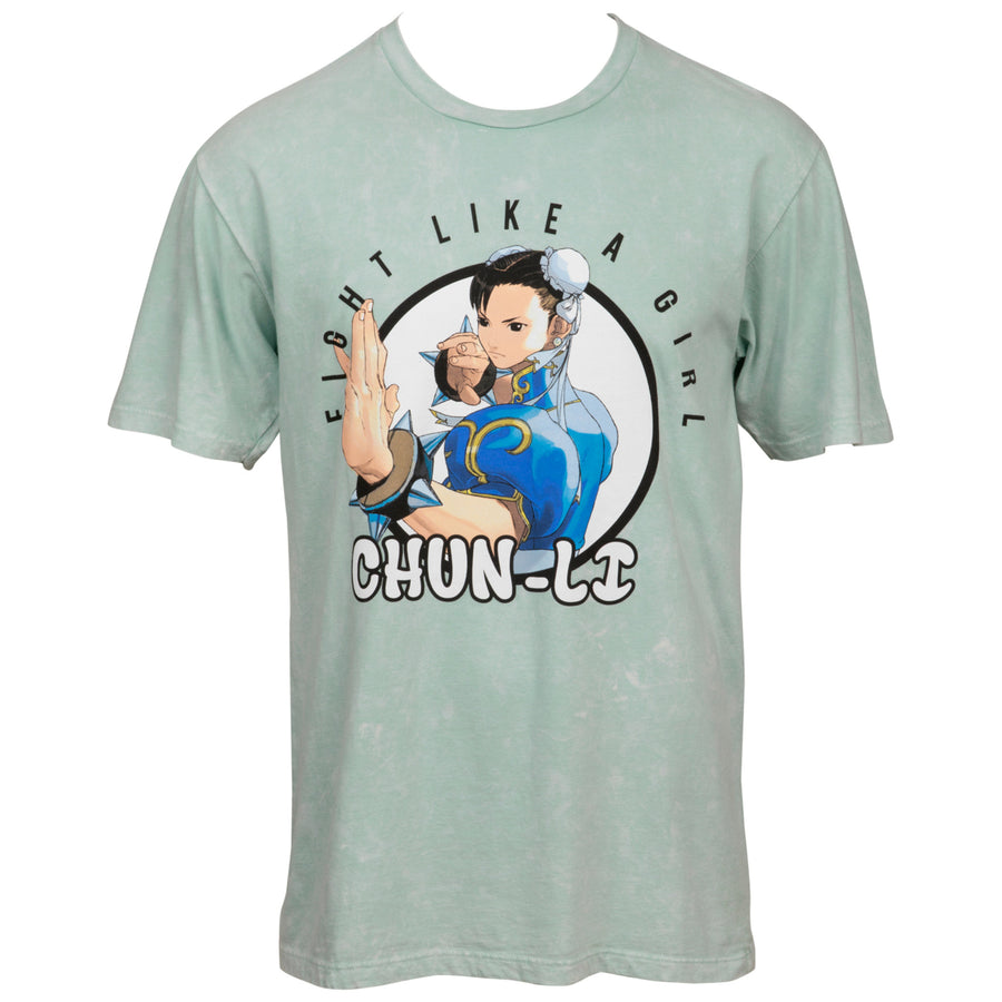 Street Fighter Chun-Li Fight Like a Girl Mineral Wash T-Shirt Image 1
