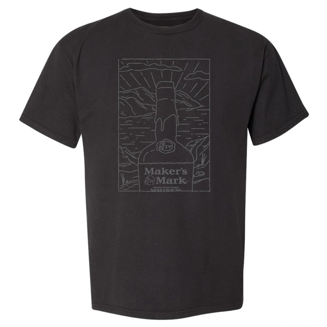 Makers Mark Whiskey Tonal Bottle Illustration T-shirt Image 1