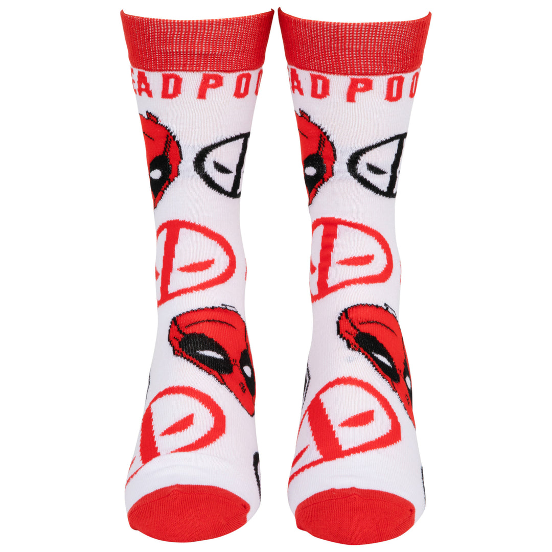 Deadpool Faces and Symbols Crew Socks Image 3