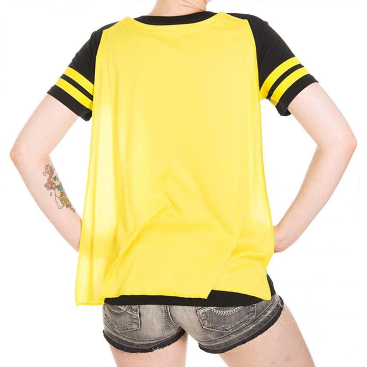 Batgirl Costume V-Neck T-Shirt with Detachable Cape Image 4