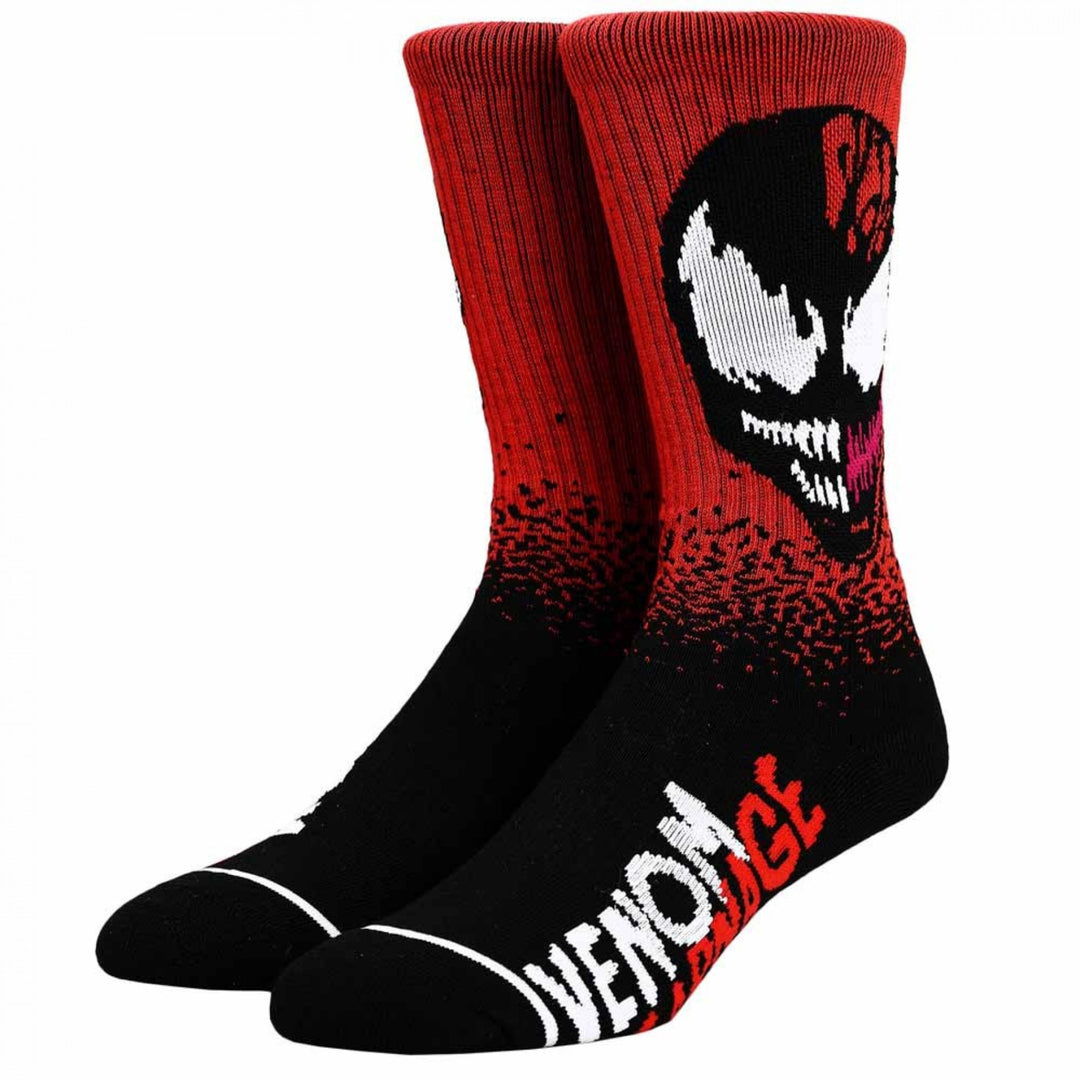 Venom And Carnage Face Split Crew Sock Image 1