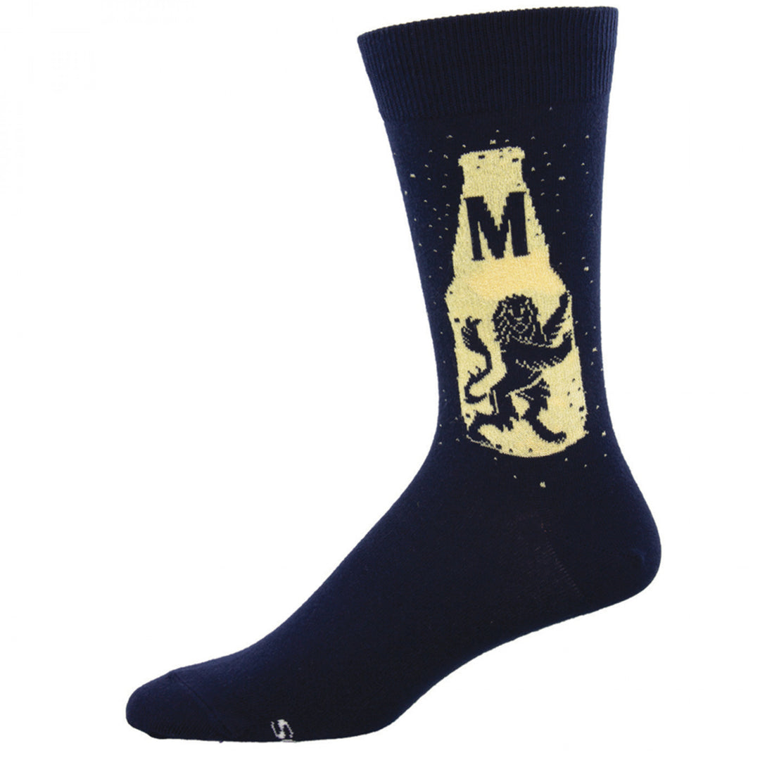 Modelo Especial Beer Bottle With Lion Mens Socks Image 1