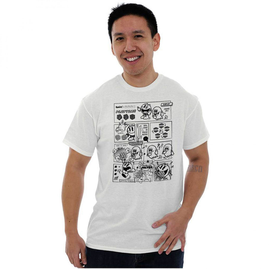 Pac-Man Game Pac-Man And Ghosts Comic Game On T-Shirt Image 1