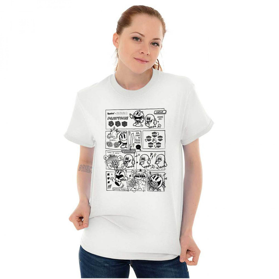 Pac-Man Game Pac-Man And Ghosts Comic Game On T-Shirt Image 4