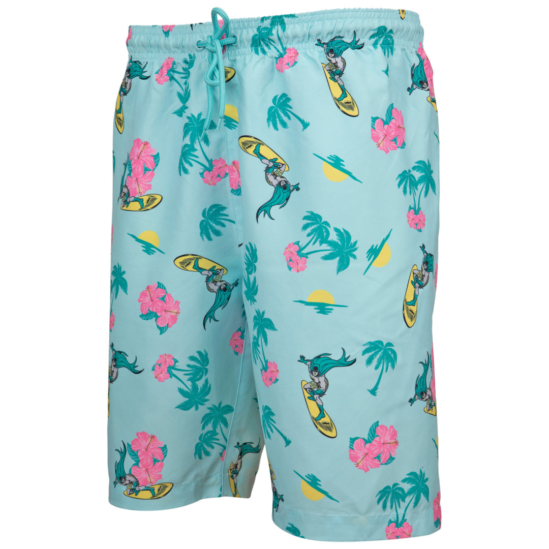 Batman Classic Floral Surf Board Shorts Image 4